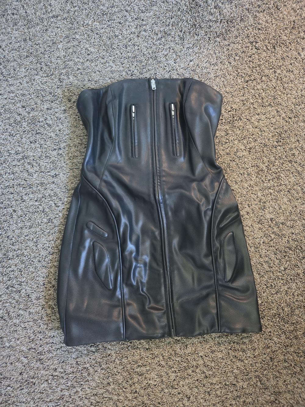 Khy by Kylie Jenner Faux Leather Strapless Mini Dress Black Size M NWT - Picture 3 of 8